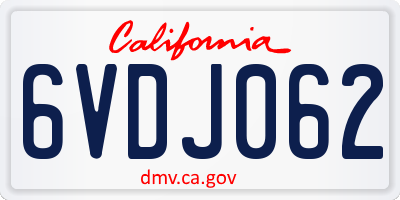 CA license plate 6VDJ062