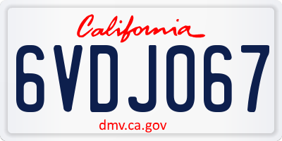 CA license plate 6VDJ067
