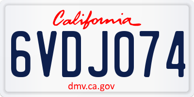 CA license plate 6VDJ074