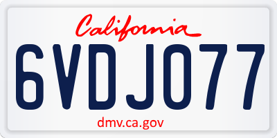 CA license plate 6VDJ077
