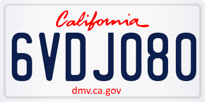 CA license plate 6VDJ080