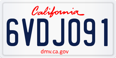 CA license plate 6VDJ091