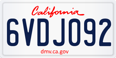 CA license plate 6VDJ092