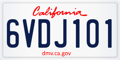 CA license plate 6VDJ101