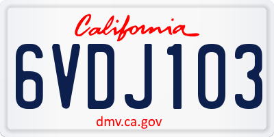 CA license plate 6VDJ103