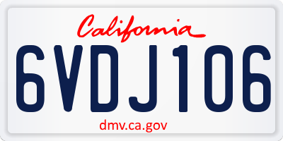 CA license plate 6VDJ106