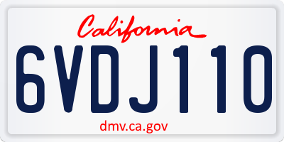 CA license plate 6VDJ110