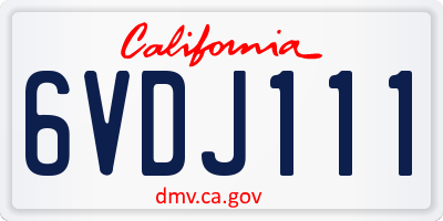 CA license plate 6VDJ111