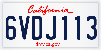 CA license plate 6VDJ113
