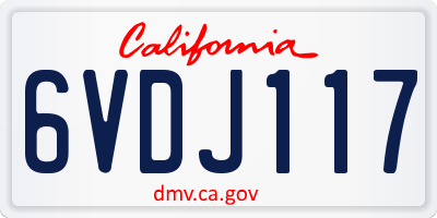 CA license plate 6VDJ117