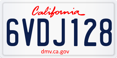 CA license plate 6VDJ128