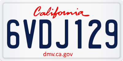 CA license plate 6VDJ129