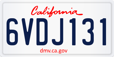 CA license plate 6VDJ131
