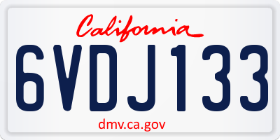 CA license plate 6VDJ133