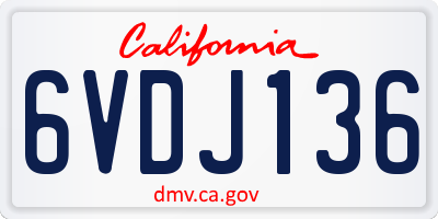 CA license plate 6VDJ136