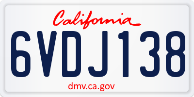 CA license plate 6VDJ138