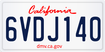 CA license plate 6VDJ140