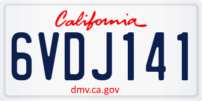 CA license plate 6VDJ141