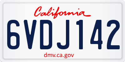 CA license plate 6VDJ142