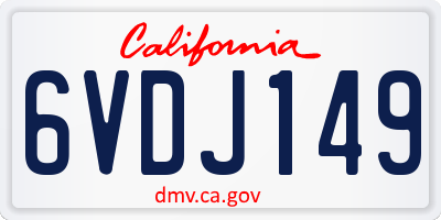 CA license plate 6VDJ149