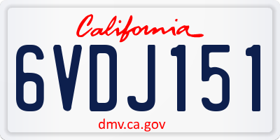 CA license plate 6VDJ151