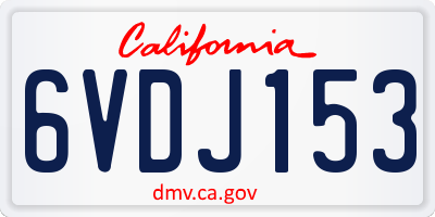 CA license plate 6VDJ153