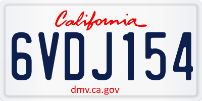 CA license plate 6VDJ154
