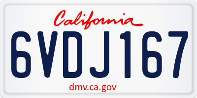 CA license plate 6VDJ167
