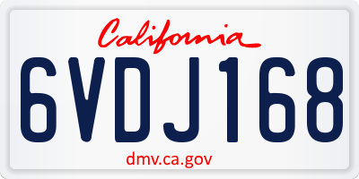 CA license plate 6VDJ168