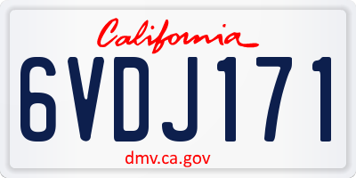 CA license plate 6VDJ171