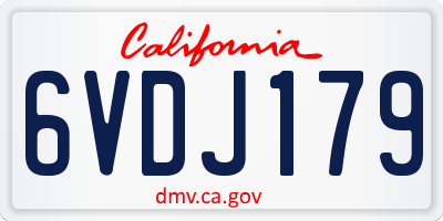 CA license plate 6VDJ179