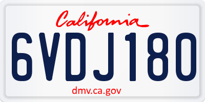 CA license plate 6VDJ180