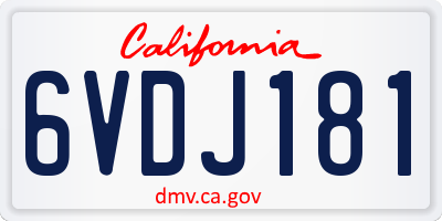 CA license plate 6VDJ181