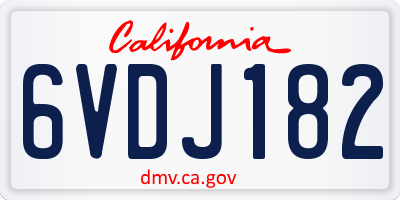 CA license plate 6VDJ182