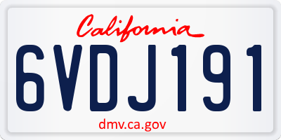 CA license plate 6VDJ191