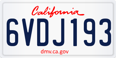 CA license plate 6VDJ193