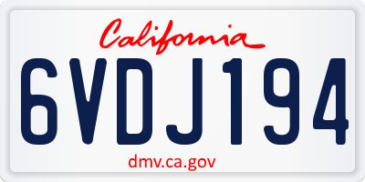 CA license plate 6VDJ194