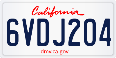 CA license plate 6VDJ204