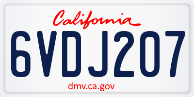 CA license plate 6VDJ207