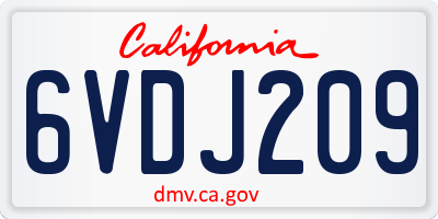 CA license plate 6VDJ209