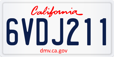 CA license plate 6VDJ211