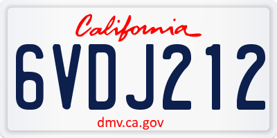 CA license plate 6VDJ212