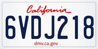 CA license plate 6VDJ218