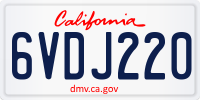 CA license plate 6VDJ220