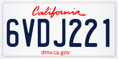 CA license plate 6VDJ221