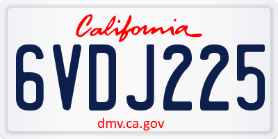 CA license plate 6VDJ225