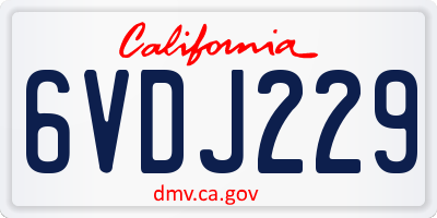 CA license plate 6VDJ229