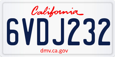 CA license plate 6VDJ232