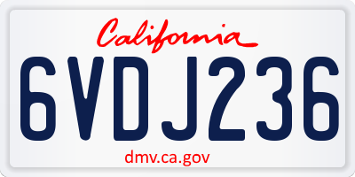CA license plate 6VDJ236