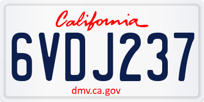 CA license plate 6VDJ237